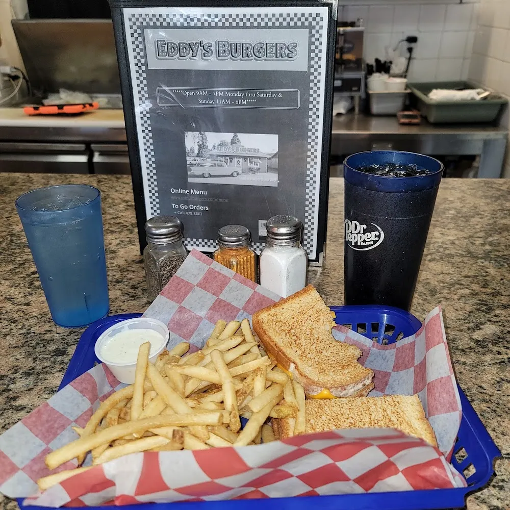 Grilled Cheese Fries Ranch Dressing Pepsi and Some Ice Water
